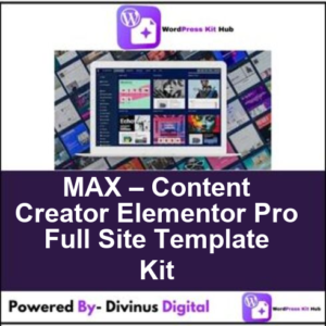 MAX – Content Creator Elementor Pro Full Site Template Kit